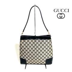 GUCCI GG柄　トートバッグ ベージュ/ブラック　ワンショルダー　✨美品✨のサムネイル