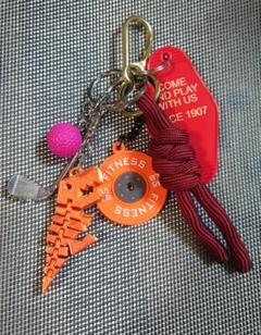 ハンドメイド　バックチャーム　じゃらじゃらバック　パラコード　恐竜　ゴルフ