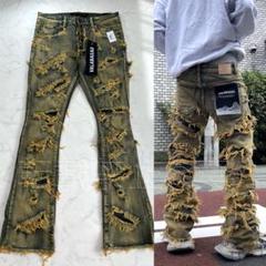 valabasasバラバサス ハードクラッシュフリンジフレアデニム 新品34
