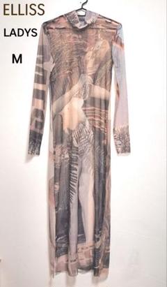 ELLISS エリス 長袖メッシュワンピース ladys M 美品 伸縮性 ELLISS エリス 長袖メッシュワンピース ladys M 美品 伸縮性