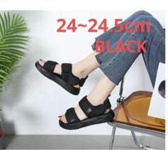 ブラック　スポーツサンダル　厚底　サンダル　靴　レディース　24cm 　海