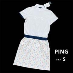 【新品】PING　半袖　モックネック　ワンピース　白　S　ゴルフ　春夏