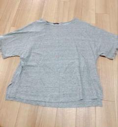【美品】アマカ AMACA グレー フリンジ袖 Tシャツ カットソー 38 麻混