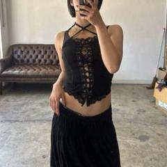 lace up corset design tube top dark core