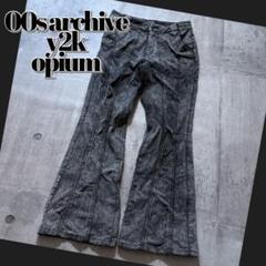 2000's blackdenim flare pants bleach y2k