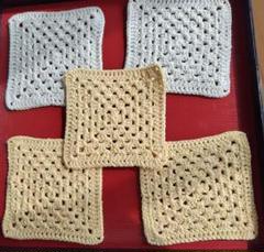 コースター　5枚　黄色　グレー　グリーン　くすみ系　ハンドメイド