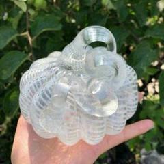 手造りのガラス かぼちゃのオーナメント 工芸品 置物を置