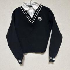 黒白ライン　ニット　Vネック　制服風