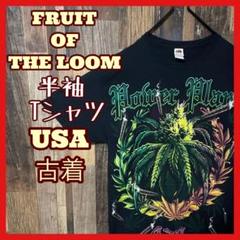 メンズ プリント ブラック M フルーツオブザルーム 42O 半袖 Tシャツ