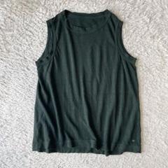 45R 極美品 リネン天竺45星NO SLEEVE TOP 2 深緑