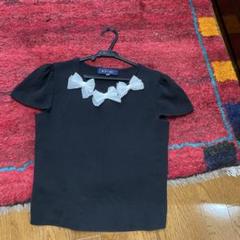 M's Gracy 黒 リボン装飾 Tシャツ