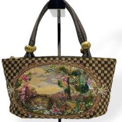 極美品　Think Bee シンクビー ハンドバッグ　ゴブラン織り　スパンコール