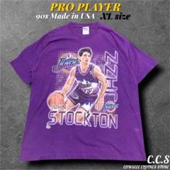 90sUS古着NBAユタジャズ ジョンストックトン プリントTシャツUSA製XL 90sUS古着NBAユタジャズ ジョンストックトン プリントTシャツUSA