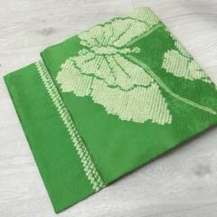 鹿子しぼりがオシャレ　薄手　帯　正絹　美品 名古屋帯 絞りに地模様 可愛い蝶 鹿子絞り 九寸 正絹 着物 RO