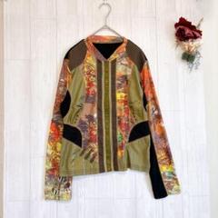 【希少】美品✨️カーディガン ジャケット 羽織り異素材 アートプリント
