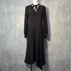 美シルエット☆セオリー アシンメトリー ロングワンピース ボウタイ付 近年モデル