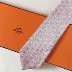 美品 エルメス HERMES ネクタイ シルク100% イカリ柄 アンカー柄 碇
