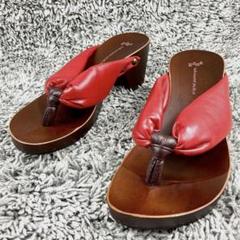 美品 ミズトリ　レッド　レザー　下駄　サンダル　夏　花火　浴衣