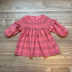 BURBERRY チェックフリル長袖ワンピース 12M バーバリー