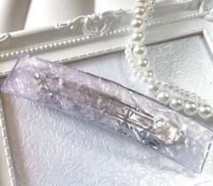 ひんやり氷プレートのバレッタ① 薄紫　氷レジン　アイス　chackymade