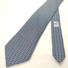 HERMES エルメス シルク ネクタイ 総柄 H柄 ネイビー系 i13 HERMES エルメス シルク ネクタイ 総柄 H柄 ネイビー系 i13