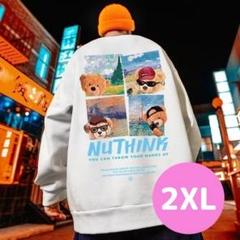 メンズ 2XL ヒップホップ くま パーカー ストリート トレーナー スウェット