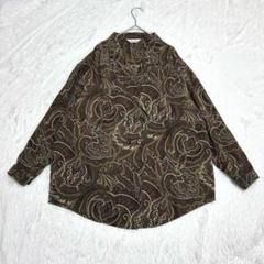 総柄 シャツジャケット ダブルボタン ボタニカル ペイズリー レトロ ベージュ