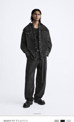 ZARA BUGGY　FIT　デニムパンツ　36 完売品 早い者勝ち】ZARA フレアフィットバギーデニムパンツ 36 完売