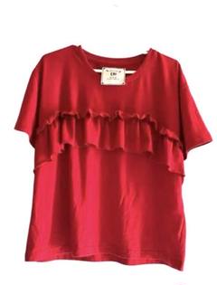 URBANITY アーバニティ トップス フリル付き赤半袖Tシャツ L