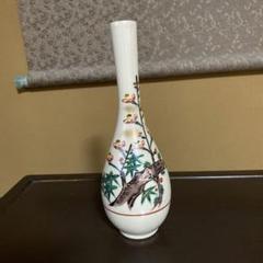 九谷焼　松寿堂　色絵金彩　松鷹文　花瓶　花生　共箱　C　5597 九谷焼 松寿堂 色絵金彩 松鷹文 花瓶 花生 共箱 C 5597