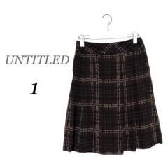【アンタイトル】ワールド　膝上丈　シフォン　総柄　フレアスカート　日本製　茶　黒