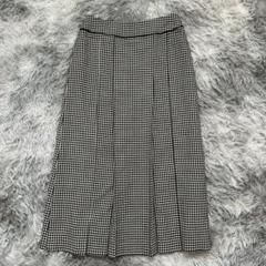 レア❗シルク混【自由区】チェック柄ロングプリーツスカート (36) ウール混