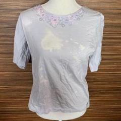 mocka genie️️ L Lサイズ 花柄 Tシャツ 薄紫 レーヨン
