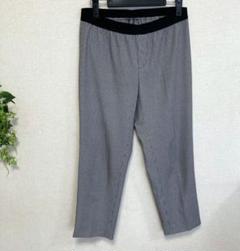自由区 クロップドパンツ 白黒ギンガムチェック ウエストゴム ストレッチ M