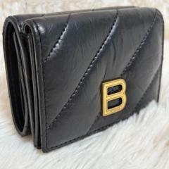 【極美品】バレンシアガ シワ加工　Bロゴ　3つ折り財布 クラッシュ