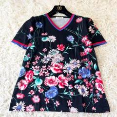 極美品⭐︎レオナール LEONARDFASHION Tシャツ カットソー 花柄 主役級 極美品 LEONARD 花柄カットソー 半袖 ボタニカル 日本製