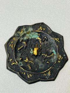 八角形 黒金 レリーフアート 古鏡