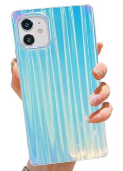 iPhone 11用ケース かわいい正方形 カラフル スパークルバーパターン