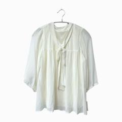 新品 未使用 ignimoh's【M】ボウタイブラウス ホワイト七分袖 シンプル
