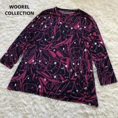 WOOREL COLLECTION 総柄　ブラウス　カットソー　Mサイズ　七分袖