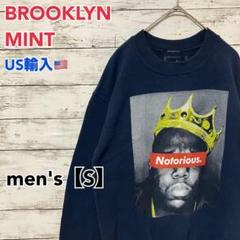 ●F619【US輸入】プリント スウェットシャツ ネイビー系 men's【S】
