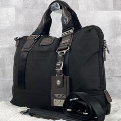 A4可 美品 TUMI キャンバス レザー 2WAY ショルダーバッグ 黒