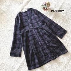 ページボーイ チェック ワンピース トップス M ノーカラー PAGEBOY