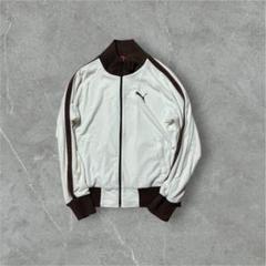PUMA ジップアップジャケット ホワイト/ブラウン - メルカリ