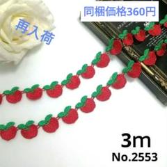 No.2553 りんご ケミカルレース リボン モチーフ 3ｍのサムネイル