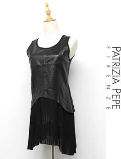 G501/PATRIZIA PEPE ミニドレス ノースリーブブラウス レザー G501/PATRIZIA PEPE ミニドレス ノースリーブブラウス レザー