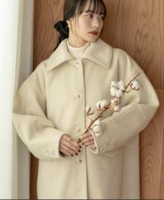【目立った傷や汚れなし】hinari ベージュ ロングコート hinari ノーカラーシャギーロングコート ベージュ