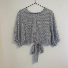 レディース トップス ブラウス 半袖 7分袖 春服 夏服 ストライプ 黒白