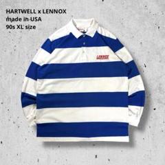 90s USA製 HARTWELL 企業ロゴ ラガーシャツ XL刺繍ロゴ