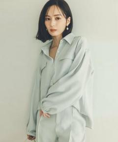 先取り！anuans アニュアンス ダブルサテンボリュームスリーブブラウス